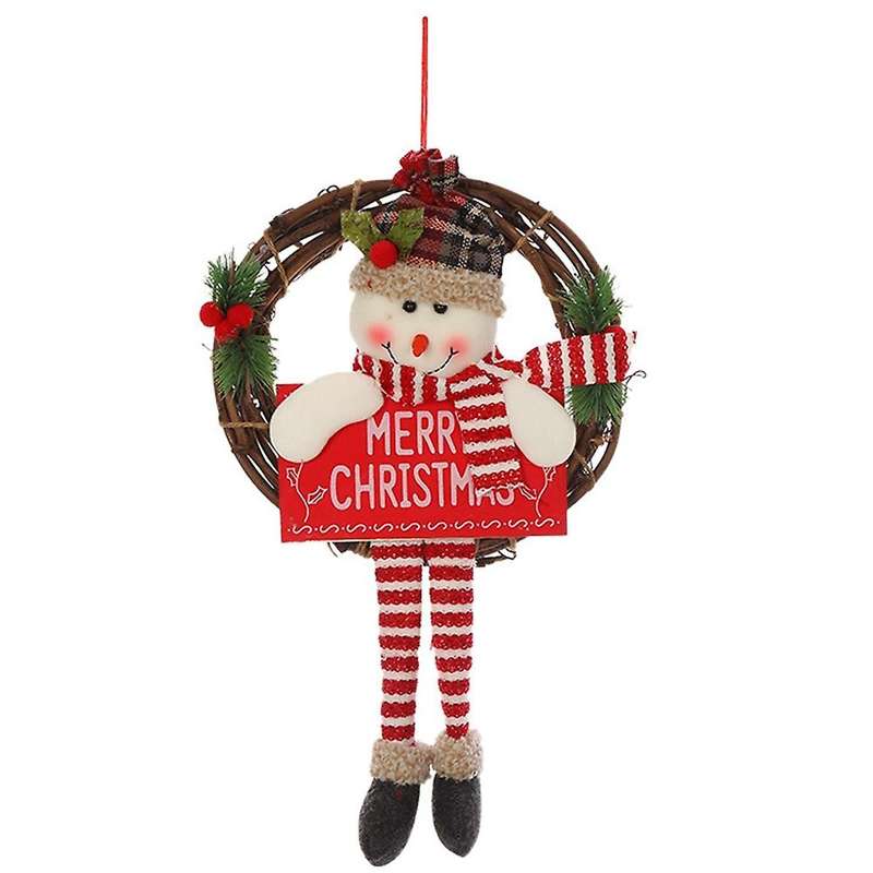 Rattan Garland Snowman Vine Ring Pendant Christmas Decorations B