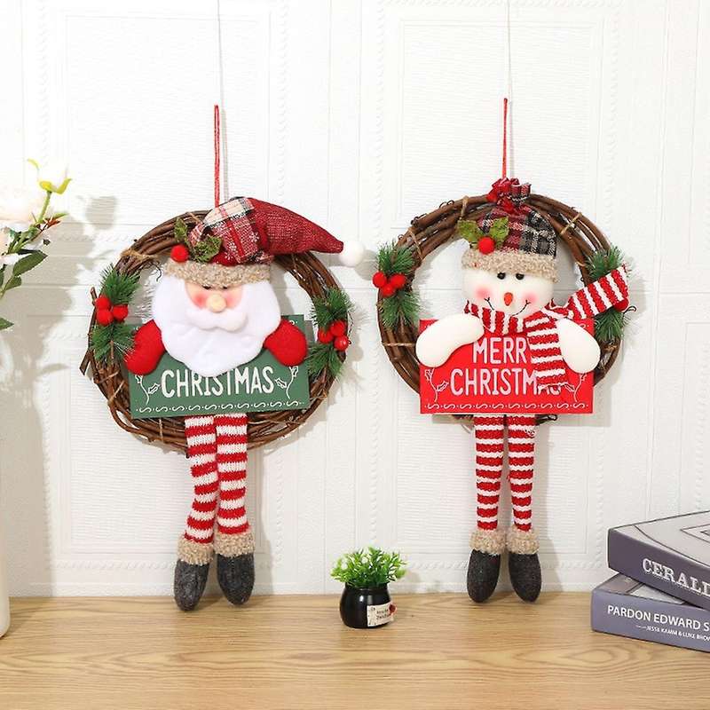 Rattan Garland Snowman Vine Ring Pendant Christmas Decorations B
