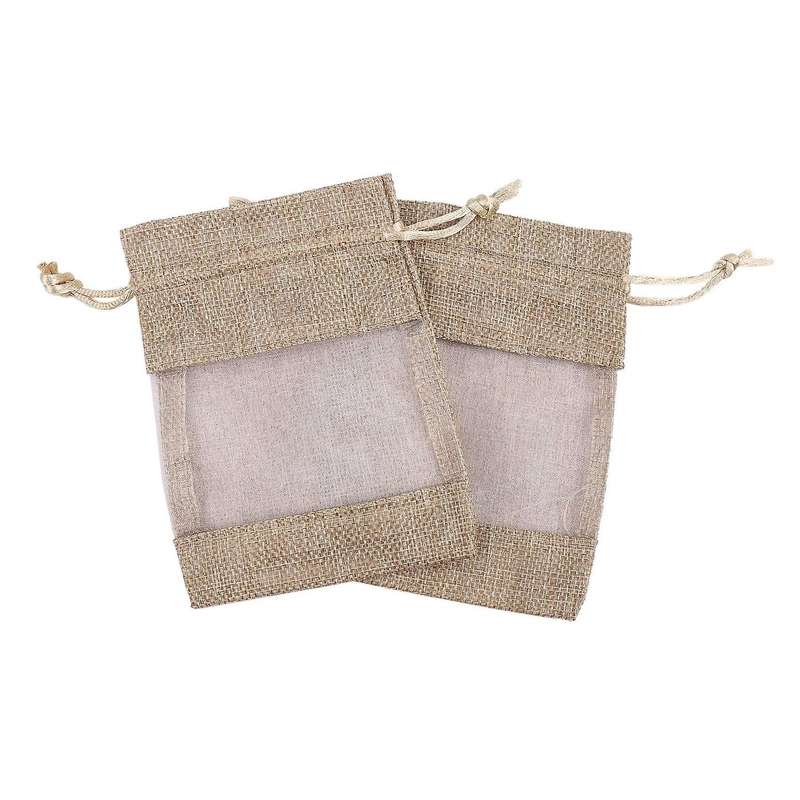 30pcs Flax Organza Bags Burlap Drawstring Pouch Wedding Bags 10x14cm