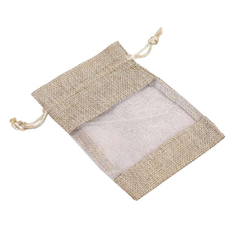 30pcs Flax Organza Bags Burlap Drawstring Pouch Wedding Bags 10x14cm