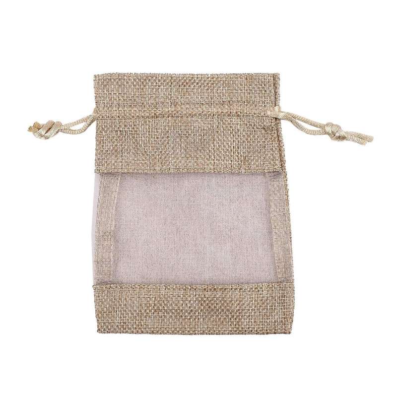 30pcs Flax Organza Bags Burlap Drawstring Pouch Wedding Bags 10x14cm
