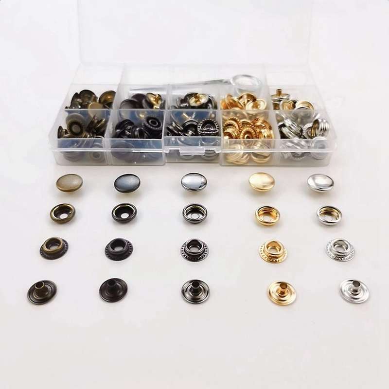 50 Sets 15mm Metal Snap Fastener Button Press Popper with Tool
