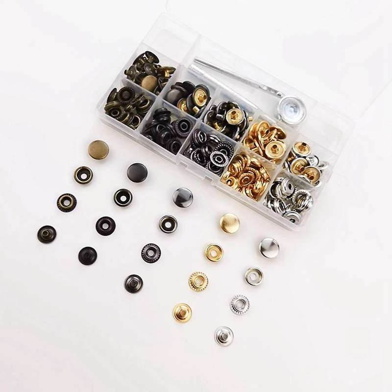 50 Sets 15mm Metal Snap Fastener Button Press Popper with Tool
