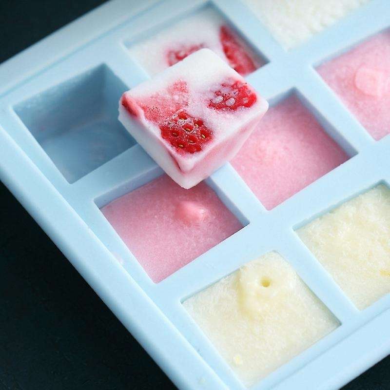 2pc 21 Grids Reusable Ice Cubes Tray with Lid Home Diy Ice Cube-blue