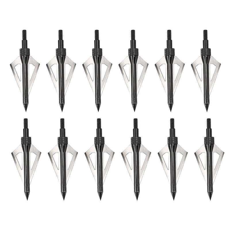 12pcs 3 Blades Hunting Archery Broadheads 100 Grain Heads Tips