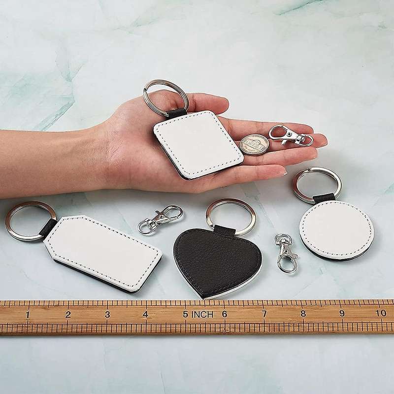10pcs Sublimation Keychain Blanks Mixed Pu Leather Keychain Heart