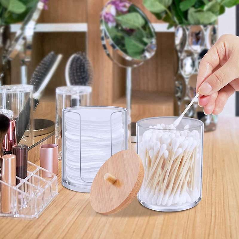 2pcs Cosmetic Cotton Storage Tank Acrylic Cosmetic Storage Box