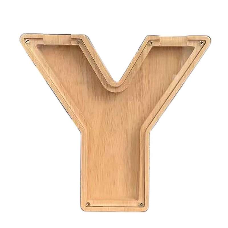 Wooden Piggy Bank Personalized Letters Coin Bank Wooden Money Box - Y