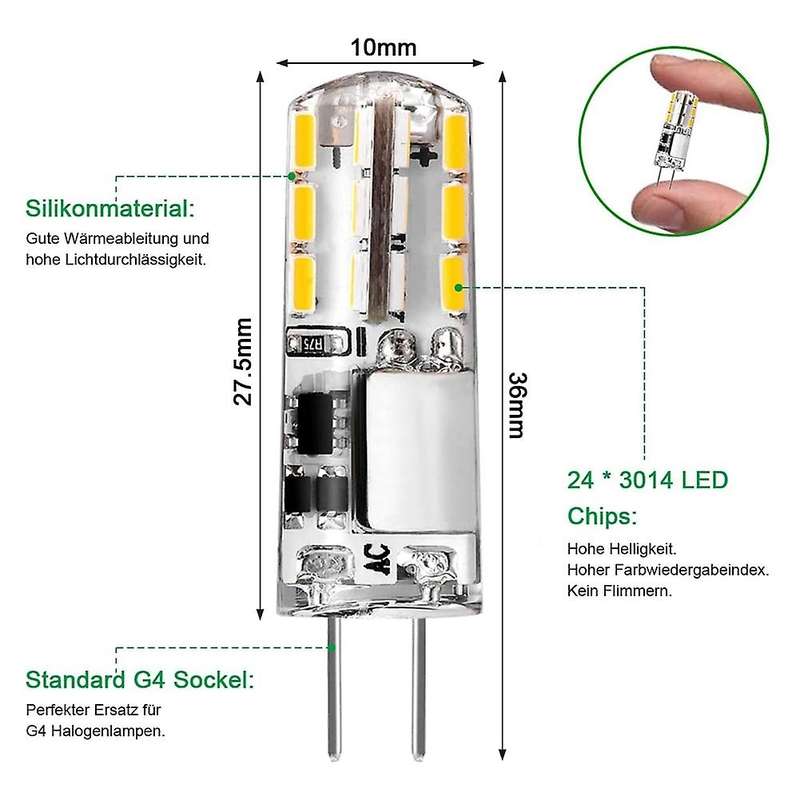 G4 Led Warm White Bulbs, Replacement for 20 W Halogen Bulbs, 10pcs