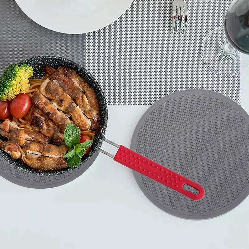 2pcs Round Insulation Silicone Mats Non-slip Heat(dark Gray)