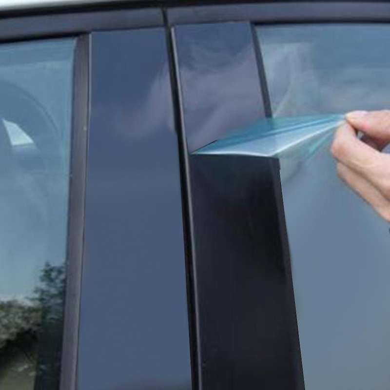 6pcs Car Window Pillar Sticker Trim Glossy Black Car Column Sticker