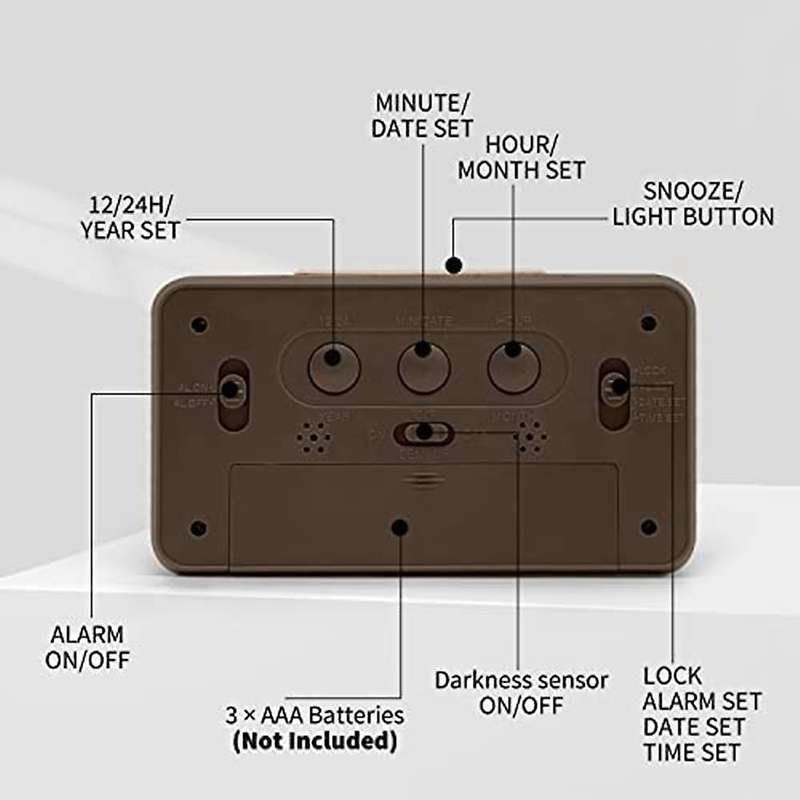 Digital Alarm Clock with Temperature & Large Screen Clock Brightness