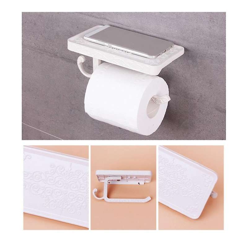 Bathroom Rack Bronze Carved Toilet Paper Holder with Phone Holder A