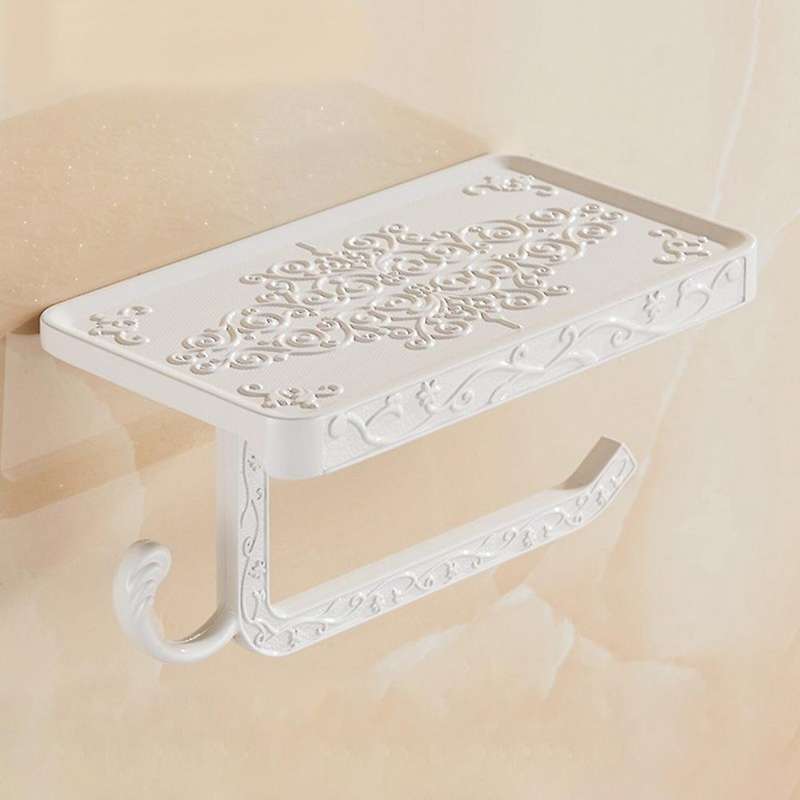 Bathroom Rack Bronze Carved Toilet Paper Holder with Phone Holder A