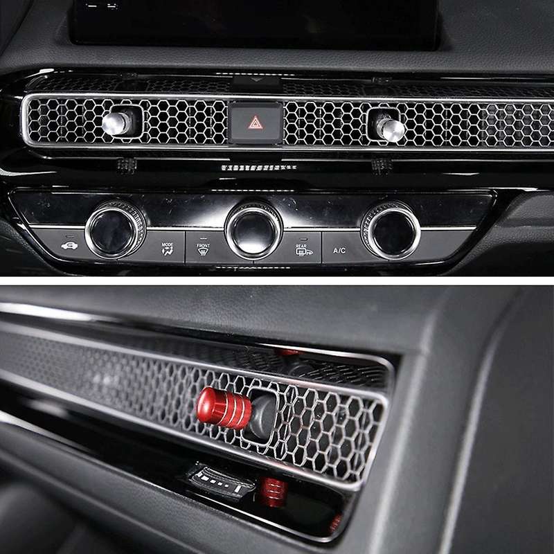 Red Alloy Car Air Conditioner Switch Cover Trim for Honda Civic 2022