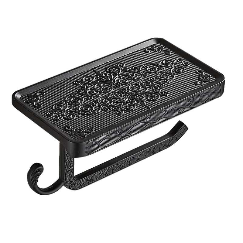 Bathroom Rack Bronze Carved Toilet Paper Holder with Phone Holder B