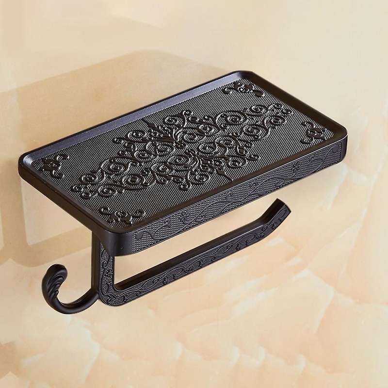 Bathroom Rack Bronze Carved Toilet Paper Holder with Phone Holder B