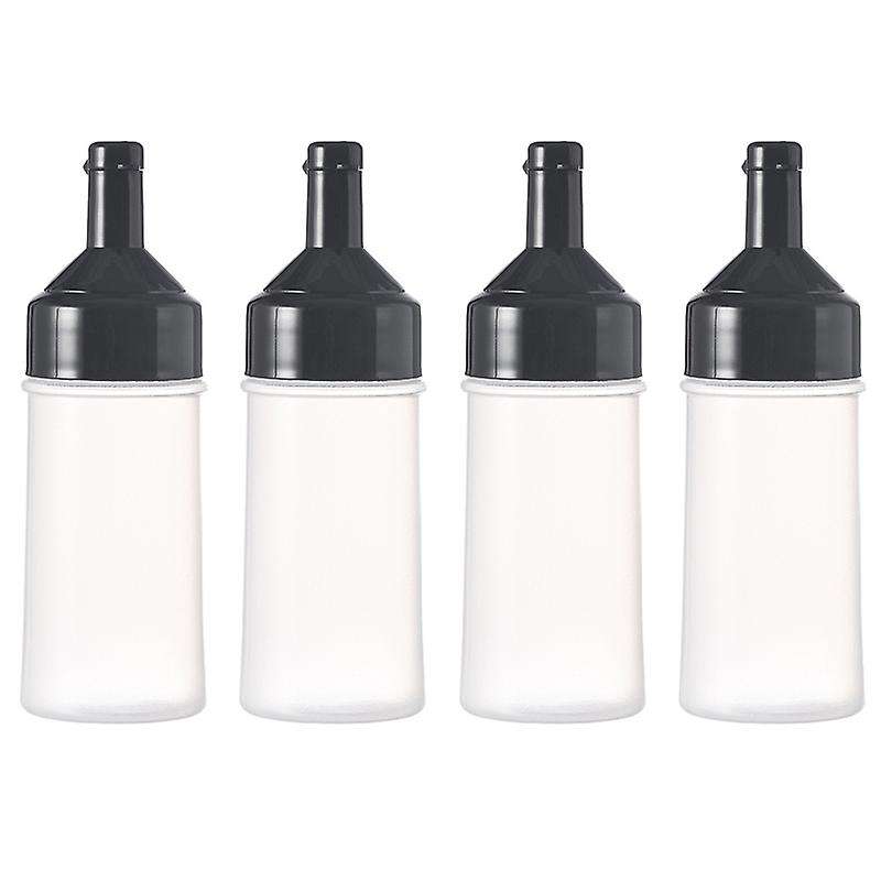 4 Pack Condiment Squeeze Bottles, Food Dispenser for Kitchen-black