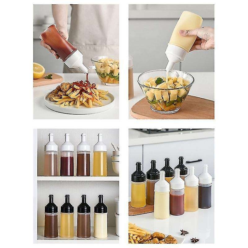 4 Pack Condiment Squeeze Bottles, Food Dispenser for Kitchen-black