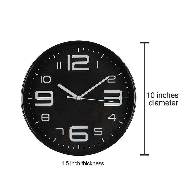 3d Number Quiet Wall Clocks Battery Operated 10 Inch Orange