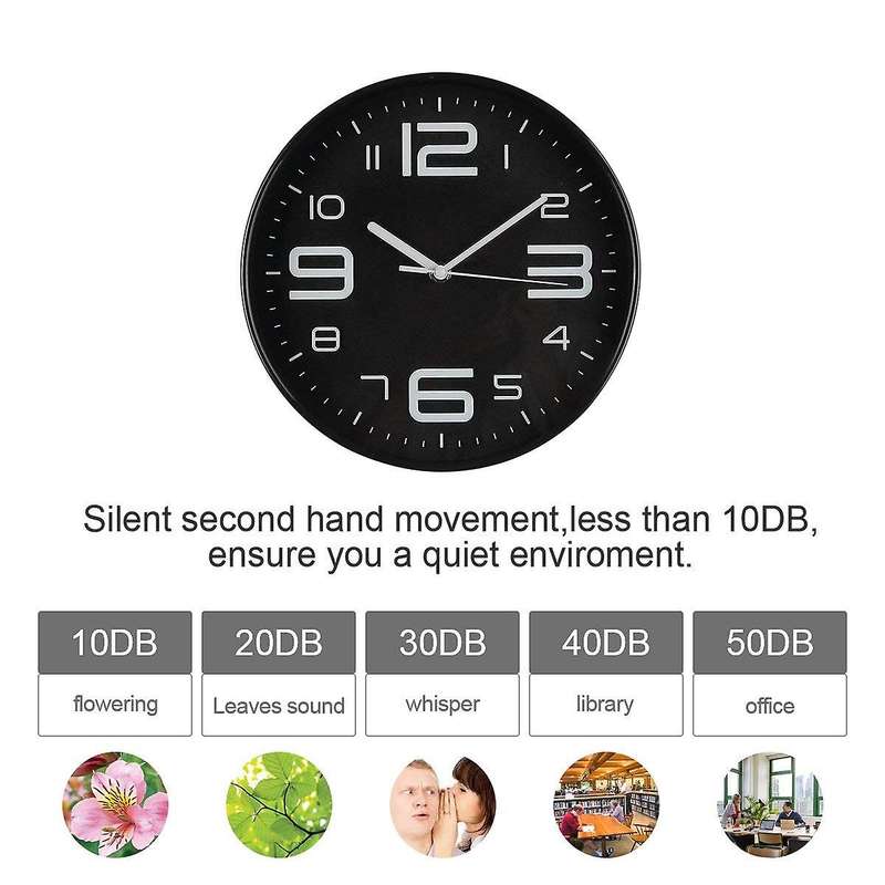3d Number Quiet Wall Clocks Battery Operated 10 Inch Orange