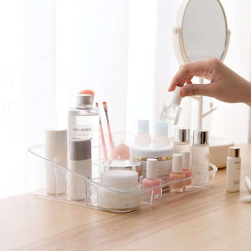 Desktop Plastic Makeup Organiser with 8 Compartments for Bathroom