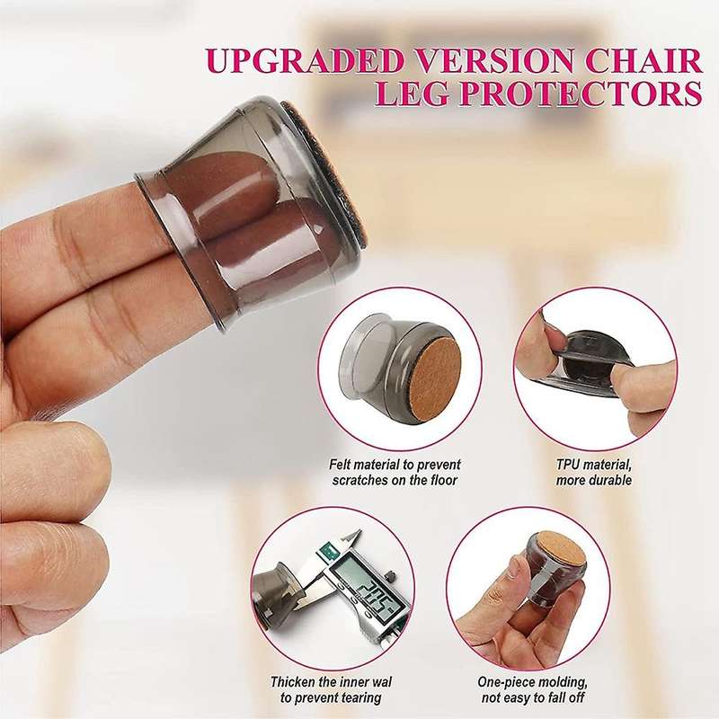 Chair Leg Floor Protectors, 28pcs Transparent Silicone Chair Leg Caps