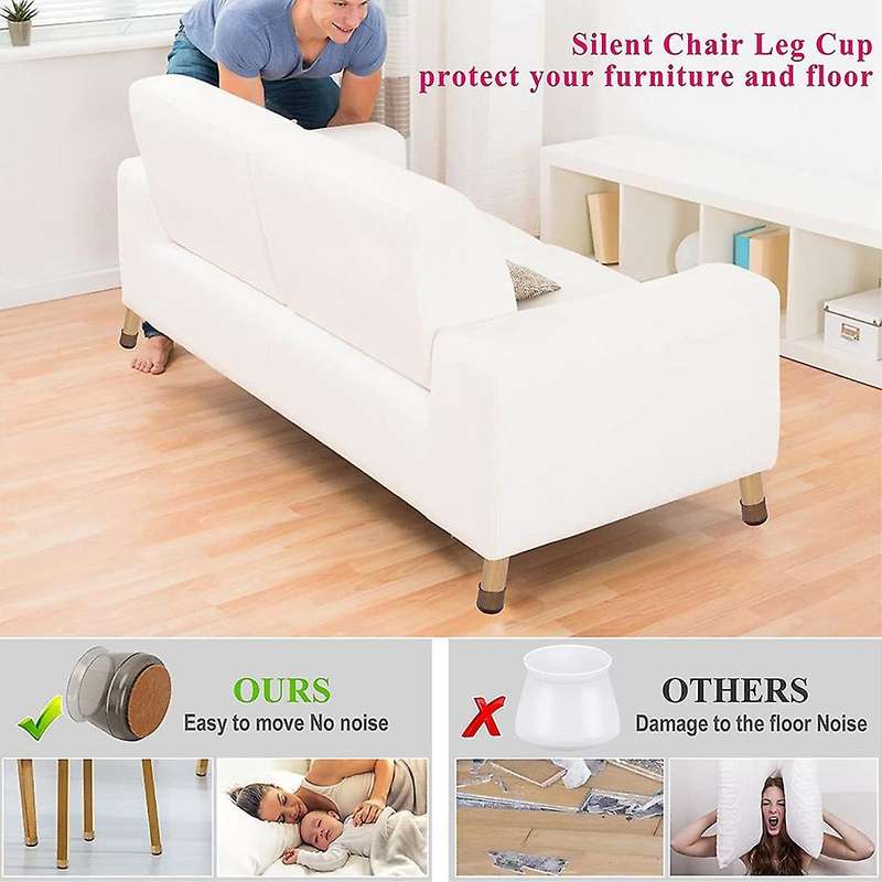 Chair Leg Floor Protectors, 28pcs Transparent Silicone Chair Leg Caps