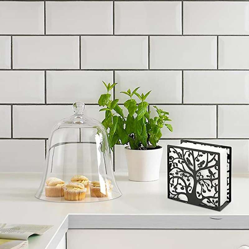 Metal Table Top Napkin Holder - Black Table Paper Napkin Dispenser