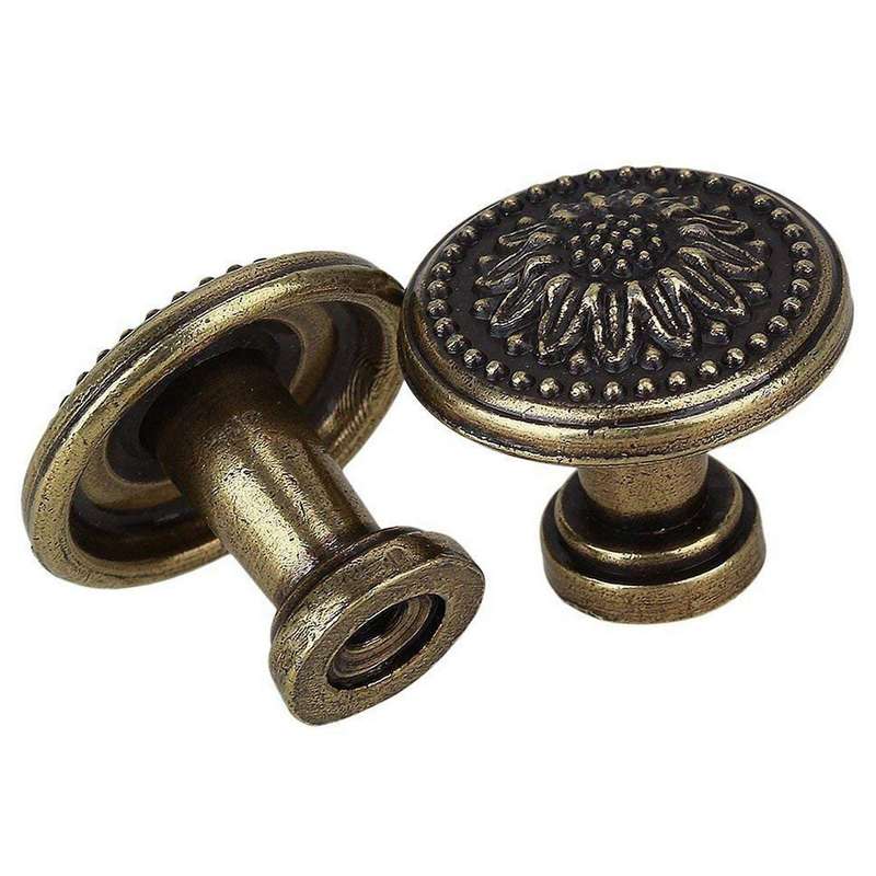 10pack Antique Bronze Flower Round Kitchen Cabinet Door Drawer Handle
