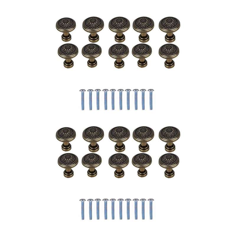 10pack Antique Bronze Flower Round Kitchen Cabinet Door Drawer Handle