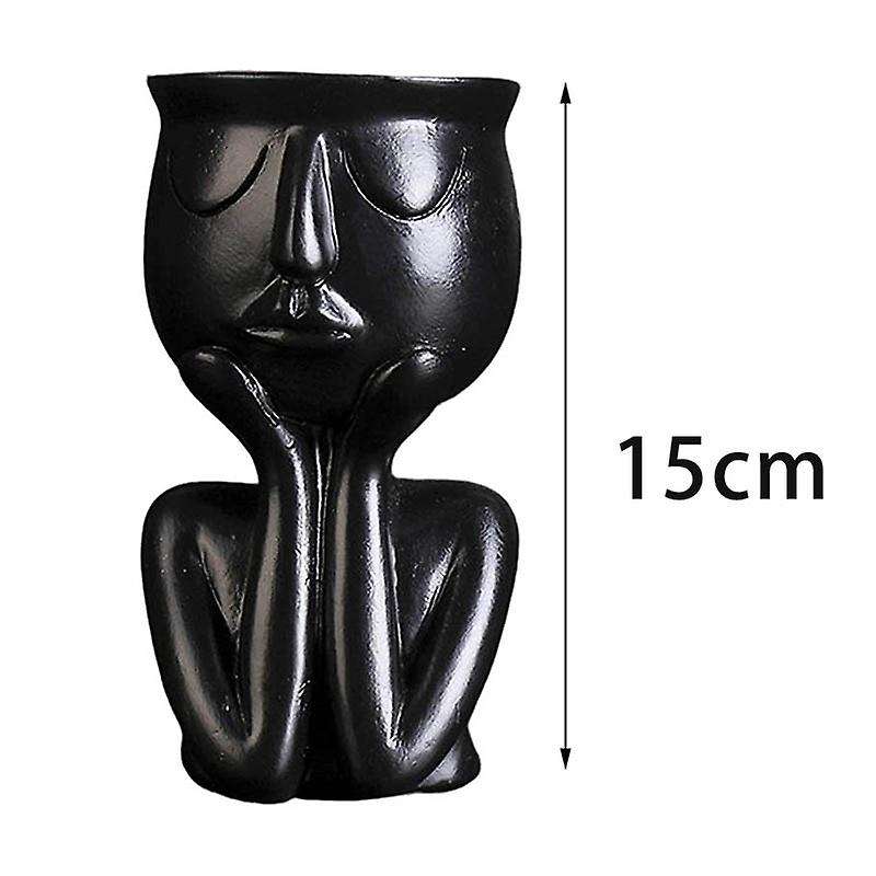 Abstract Human Sculpture Resin Plant Pot, Desktop Plant Container A