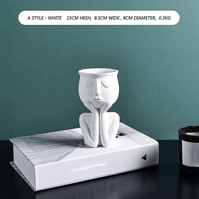 Abstract Human Sculpture Resin Plant Pot, Desktop Plant Container A