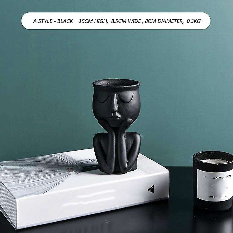 Abstract Human Sculpture Resin Plant Pot, Desktop Plant Container A