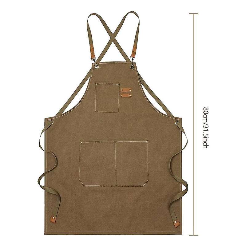 Unisex Canvas Work Apron with 3 Tool Pocket for Workshop Garden