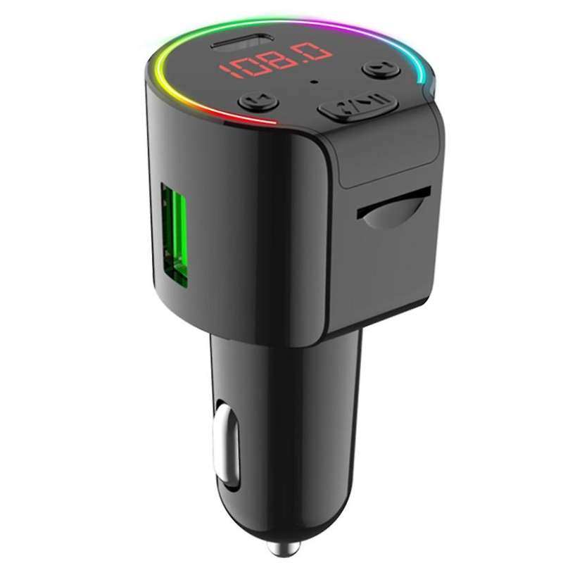 G61 Car Bluetooth 5.0 Fm Transmitter Type-c Qc3.0 Usb Charger Black