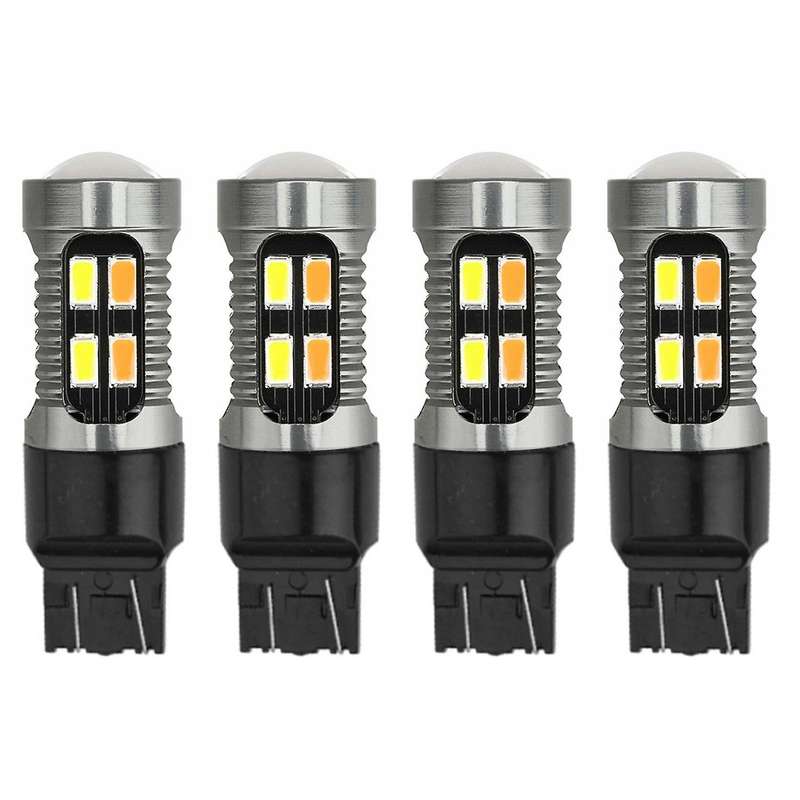 4x Car Led Light Bulb Canbus T20 7443 W21/5w Lamp White Amber B