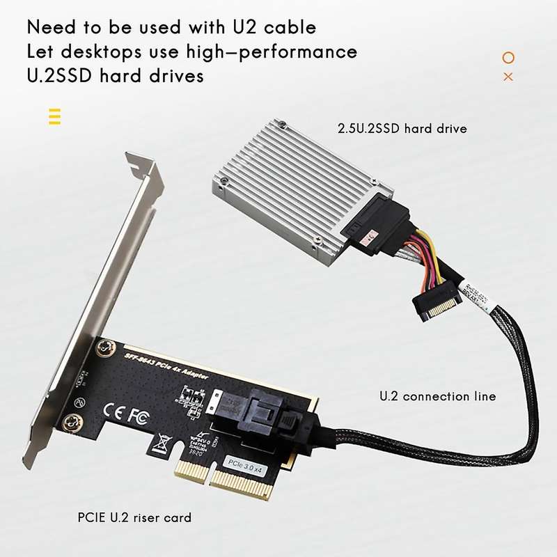 Pcie3.0x4 to U.2 Adapter Board Sff8639 Nvme Adapter Card Ssd Board
