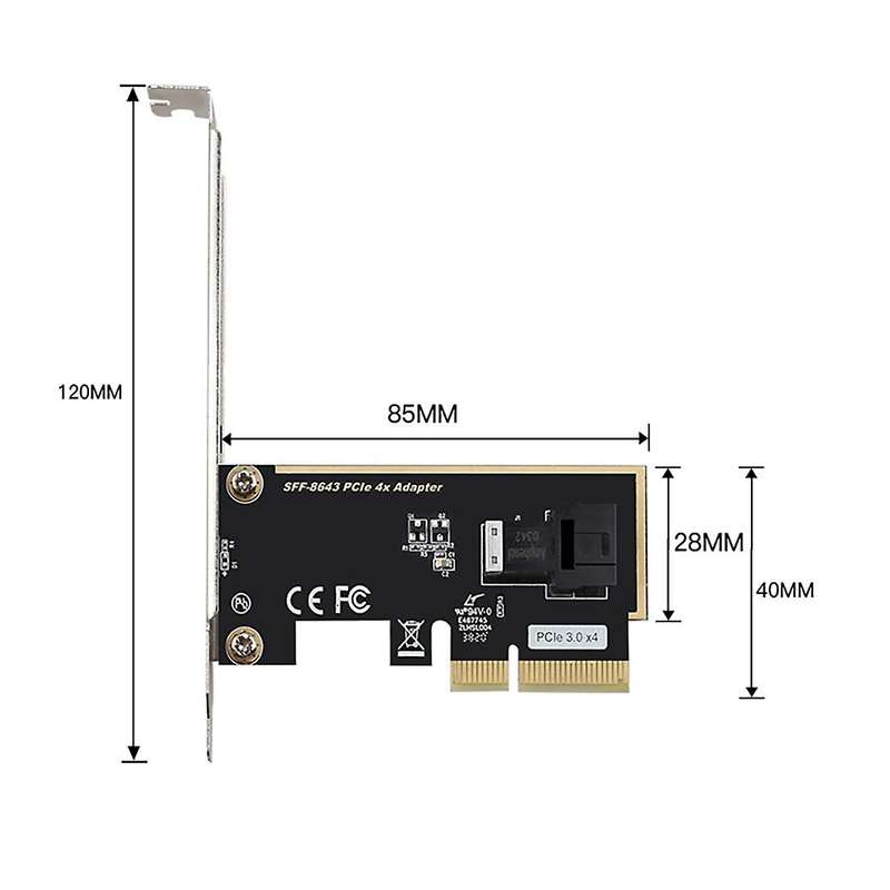 Pcie3.0x4 to U.2 Adapter Board Sff8639 Nvme Adapter Card Ssd Board