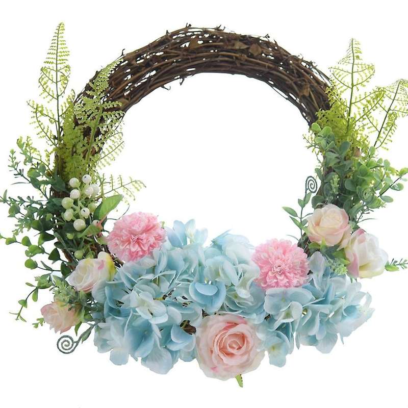 Artificial Hydrangea Rose Flowers Wreath Spring Summer Wreath