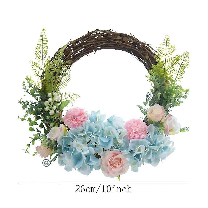 Artificial Hydrangea Rose Flowers Wreath Spring Summer Wreath