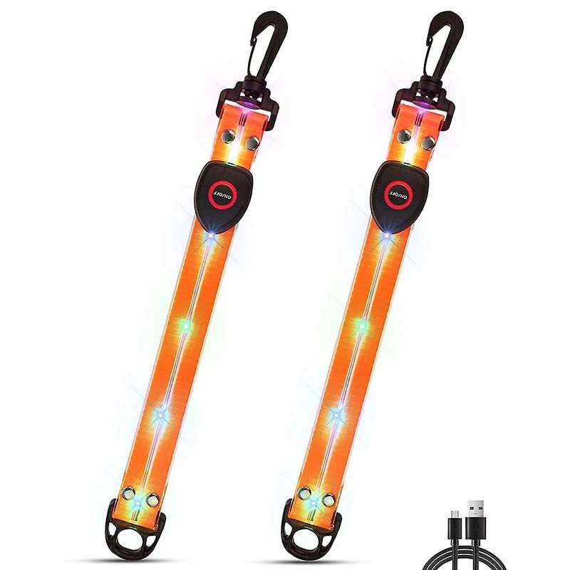 Led Flashing Light with Colored Light- Usb for School Bags,2pc Orange
