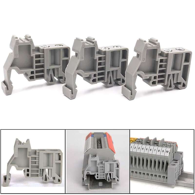 E/uk Din Rail Terminal Blocks End Stopper Bracket Grey(pack Of 100)
