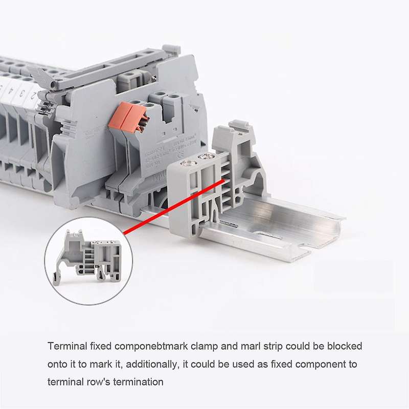 E/uk Din Rail Terminal Blocks End Stopper Bracket Grey(pack Of 100)
