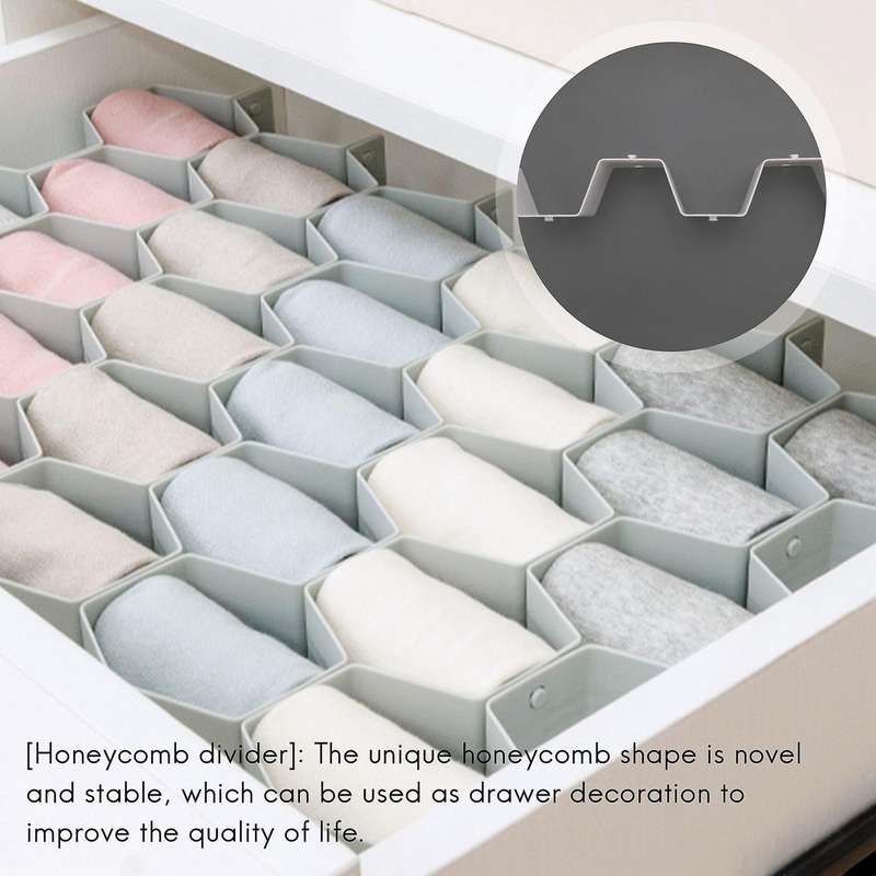 Honeycomb Drawer Organizer for Underwear Belt-scarf Socks (gray)