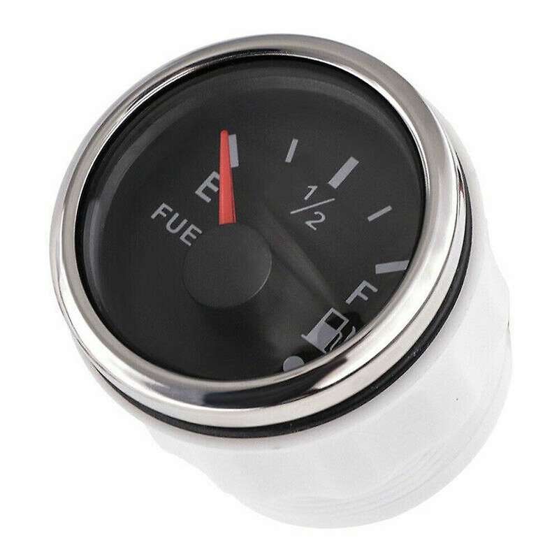 52mm Fuel Level Gauge 0-190ohm Switchable 240-33ohm with Alarm White