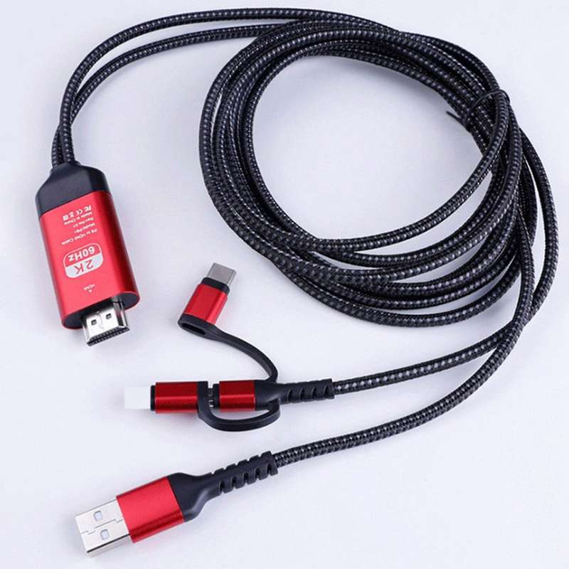3 In 1 Micro-usb Type-c to Hdmi Compatible Adapter Cable Same Screen