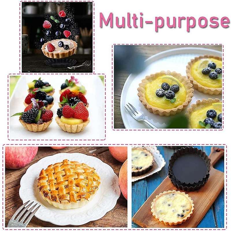 8 Pcs 4 Inch Mini Tart Pan,non-stick Quiche Pan,with Removable Bottom