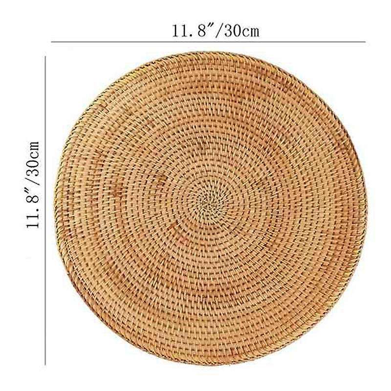 Handwoven Rattan Placemats,round Wicker Table Mats, Natural Woven