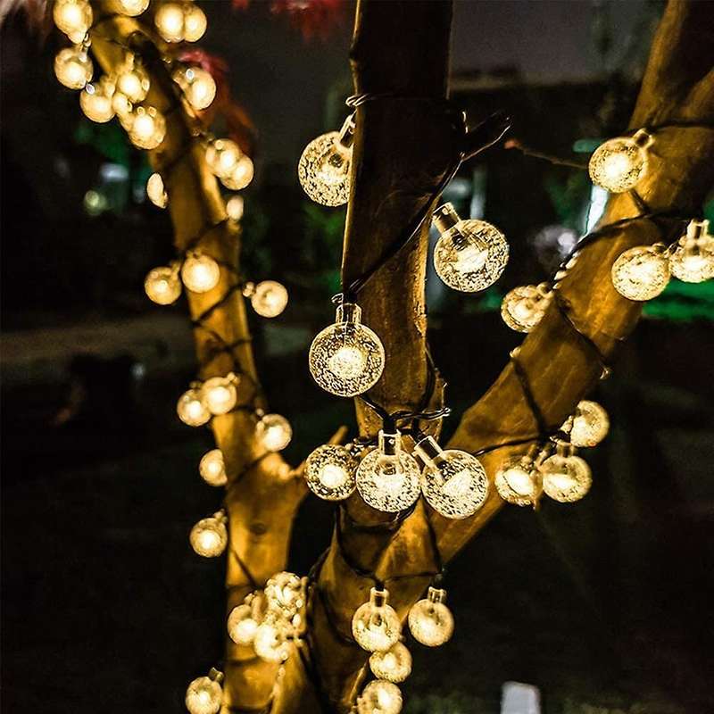 Warm White Waterproof Bubble Ball 8 Function Led Solar String Light